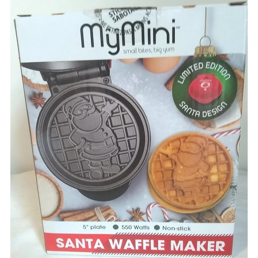 Waffle Maker My Mini Santa Red Non-Stick‎ 5" Plate Compact Holiday Nostalgia NEW